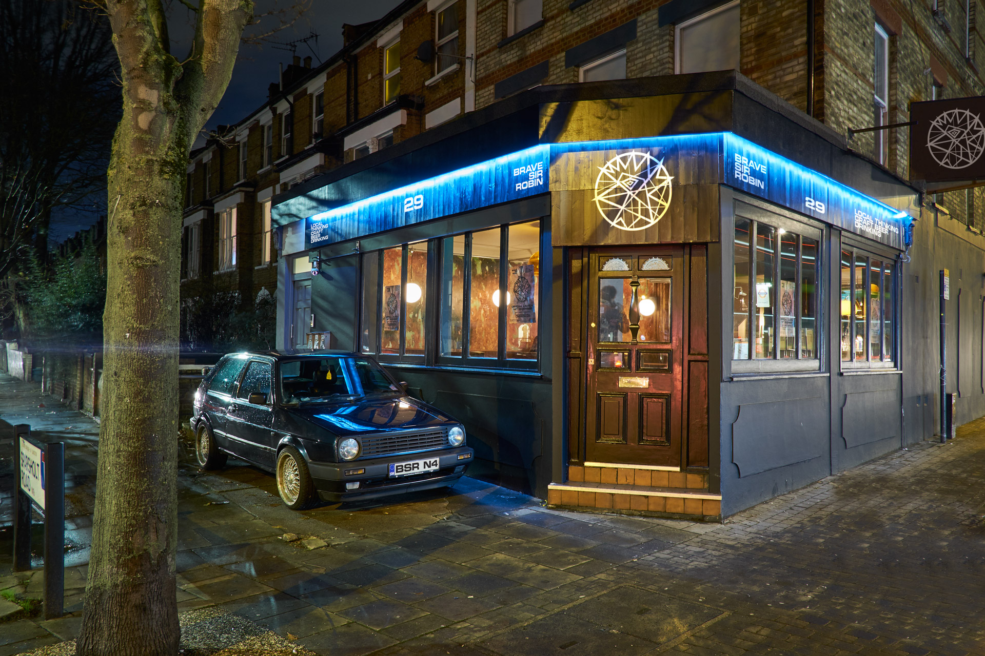 Pub exterior at opening.